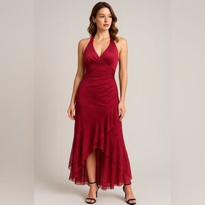 Vintage Y2k Taboo Halter Babydoll Midi Dress Size S Fairy Ruffles Romantic